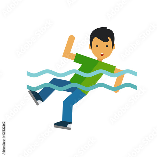 Drowning man vector icon