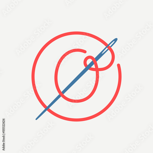 O letter logo with needle and thread.