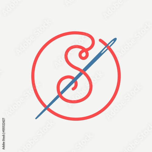 S letter logo with needle and thread.