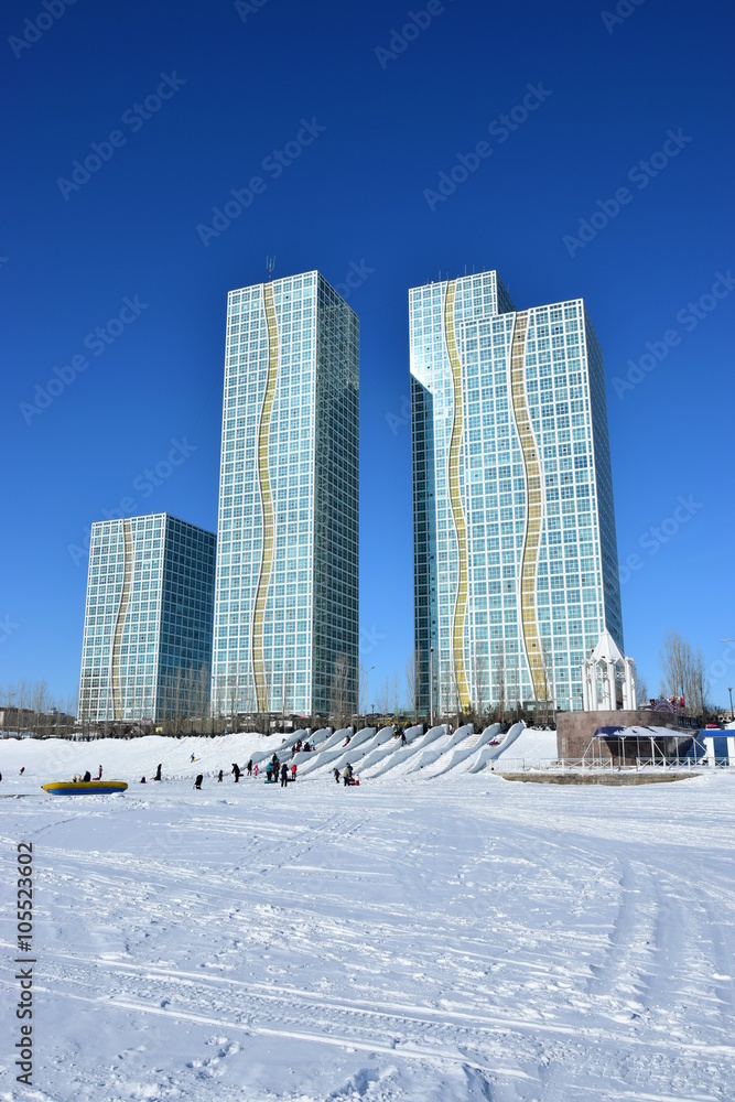 Obraz premium Winter view in Astana, capital of Kazakhstan