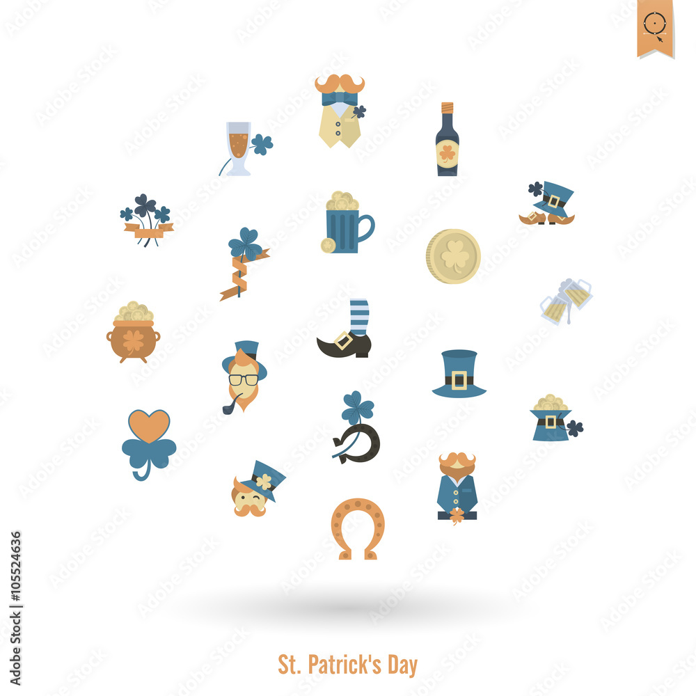 Fototapeta premium Saint Patricks Day Isolated Icon Set