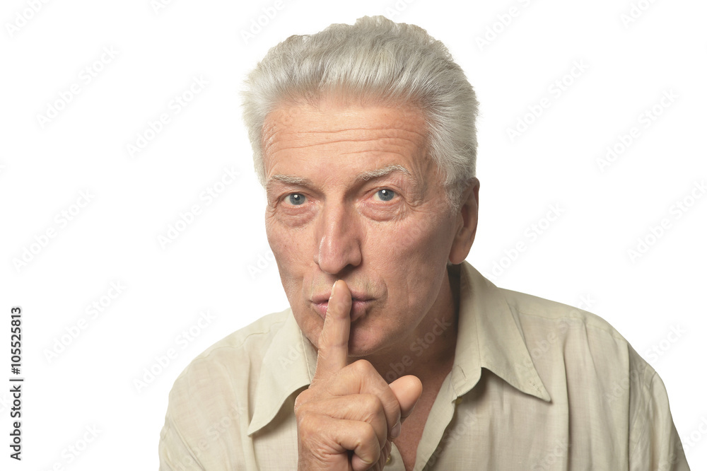 Senior man gesturing Senior man gesturing