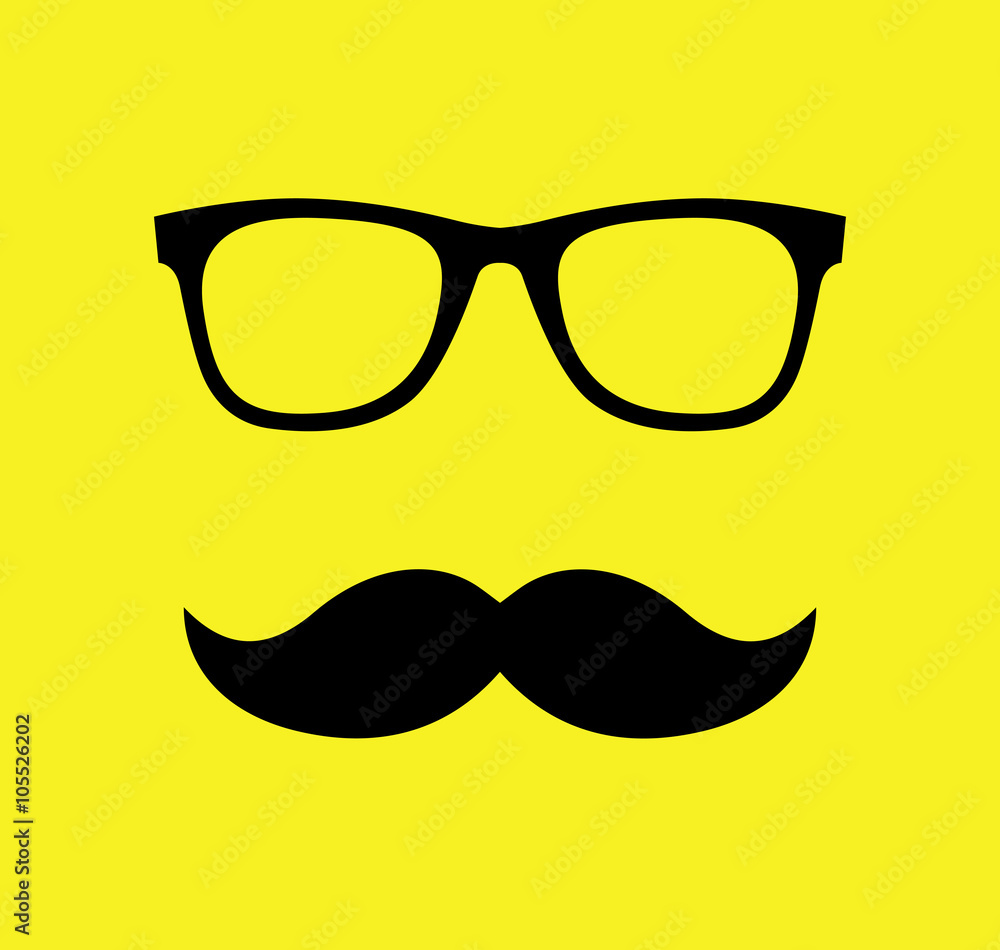 Mustache and Glasses vector illustration. Flat style icons Mustache and Glasses vector illustration. Flat style icons