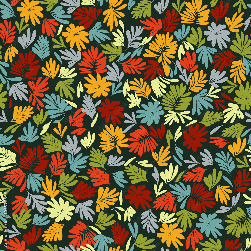 Fototapeta premium Seamless colorful Fern Pattern. Vector background