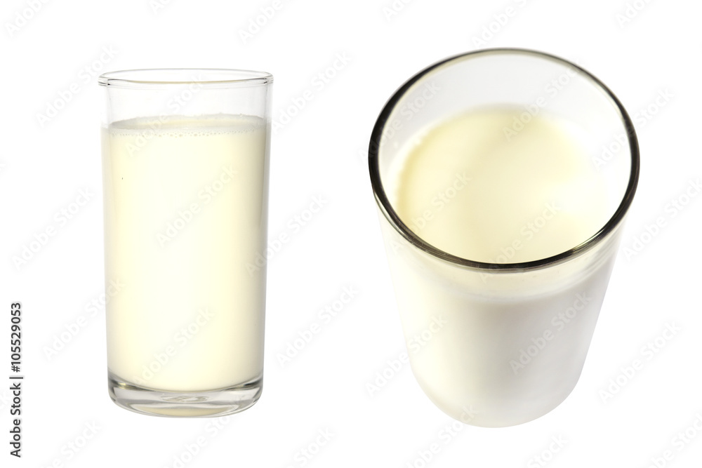 milk on glass top view and front view milk on glass top view and front view