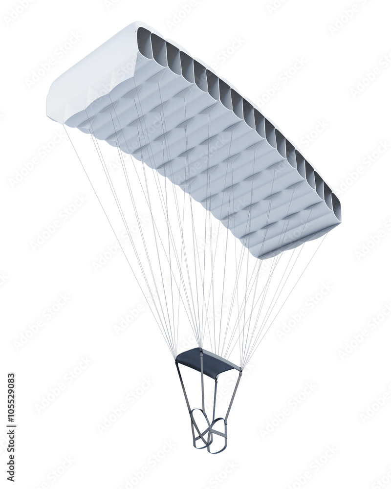 Parachute isolated on white background. 3d rendering. Stock
