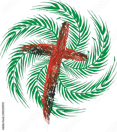 Palm Sunday, Passion of Jesus Christ abstract color illustration.