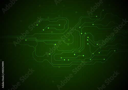Dark green technology circuit board background