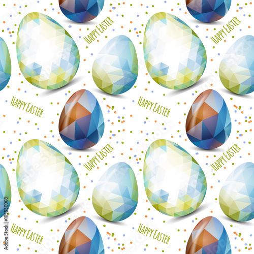 Colorful Easter eggs wallpaper. Polygonal vector design, low pol