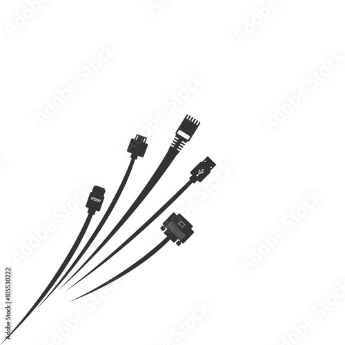 Plug Wire Cable Computer abstract wire background  vector illust