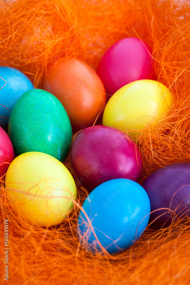 Colorful painted Easter eggs