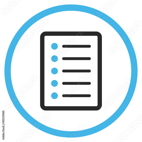 List Page vector icon. Style is bicolor flat rounded iconic symbol, list page icon is drawn with blue and gray colors on a white background.