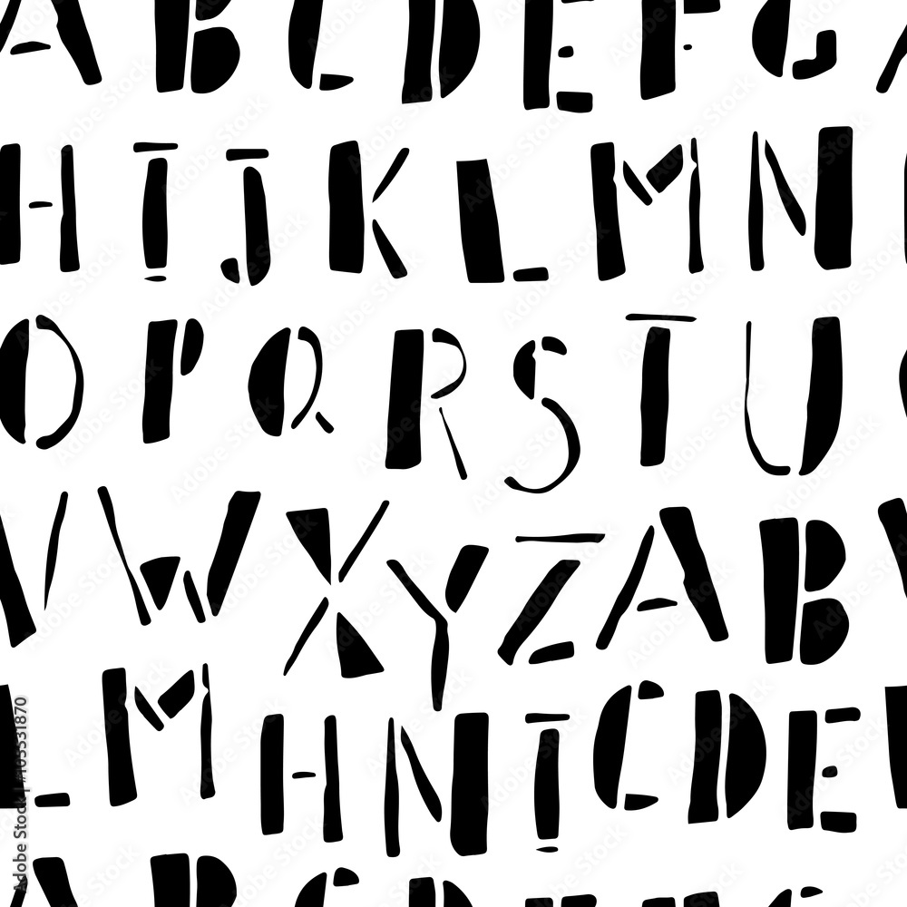 Hand-drawn Doodles Alphabet Seamless Pattern Hand-drawn Doodles Alphabet Seamless Pattern