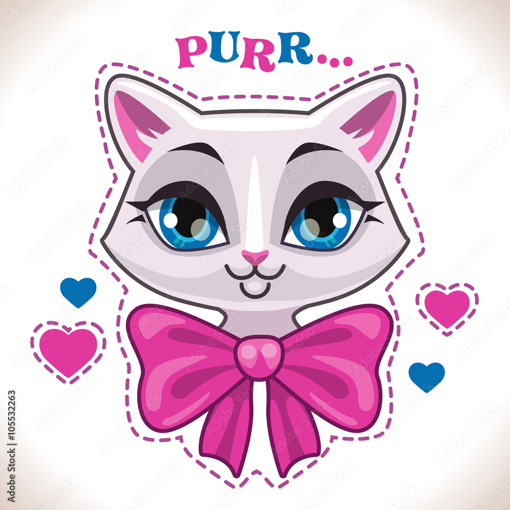 Fototapeta premium Cute cartoon white cat