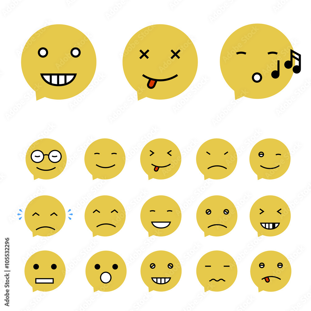 Emoticons Collection. Set of Emoji. Flat style. Different Emotic Emoticons Collection. Set of Emoji. Flat style. Different Emotic