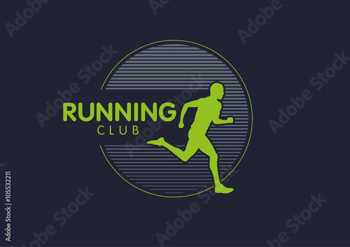 Logo Templates translucent silhouettes of people Running
