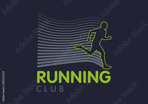 Logo Templates translucent silhouettes of people Running