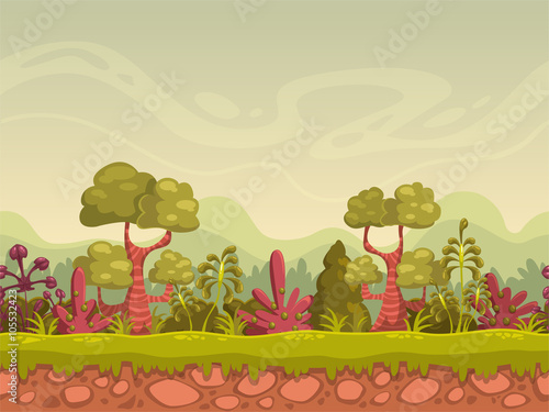 Cartoon seamless nature landscape