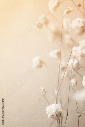 weed flowers in vintage color style on mulberry paper texture for background
