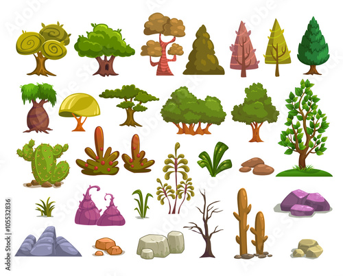 Cartoon nature landscape elements