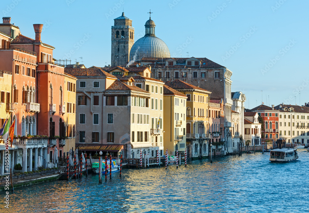 Grand Canal morning view. Venice, Italy.