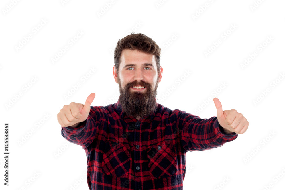 Handsome men with long beard saying Ok Handsome men with long beard saying Ok