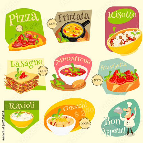 Italian Food Labels Set
