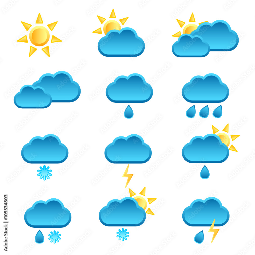 Obraz premium weather icon with sun and cloud illustration