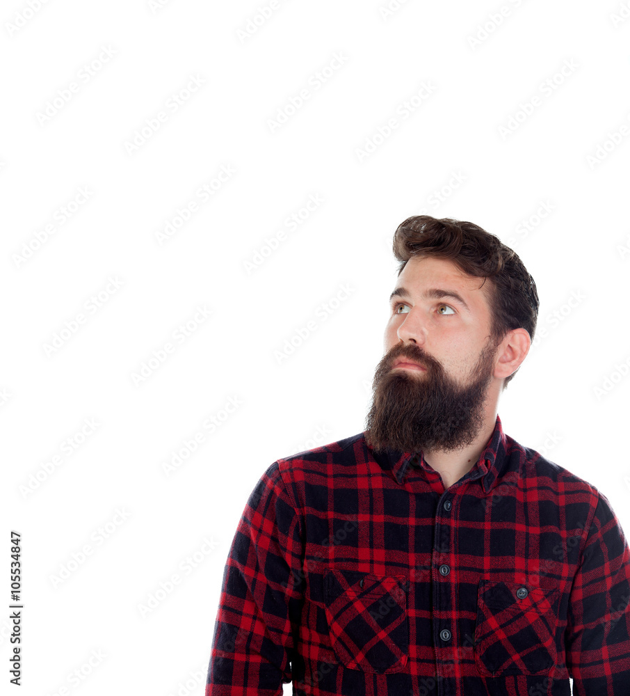 Pensive handsome with long beard Pensive handsome with long beard