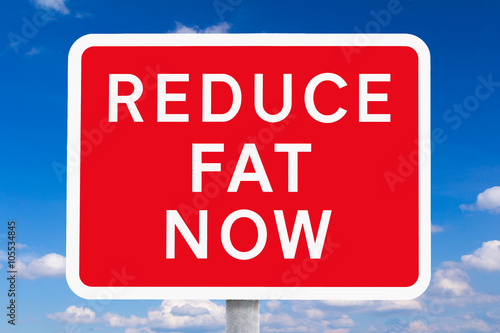 Road sign REDUCE FAT NOW