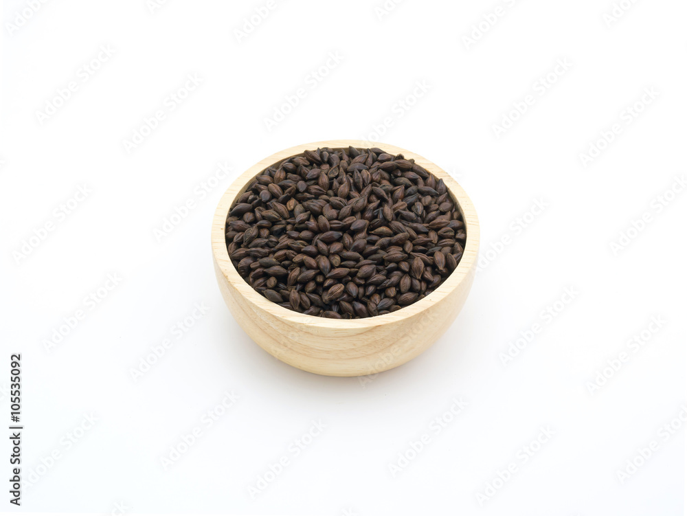 Beer ingredient, isolated Chocolate malt on white background Beer ingredient, isolated Chocolate malt on white background