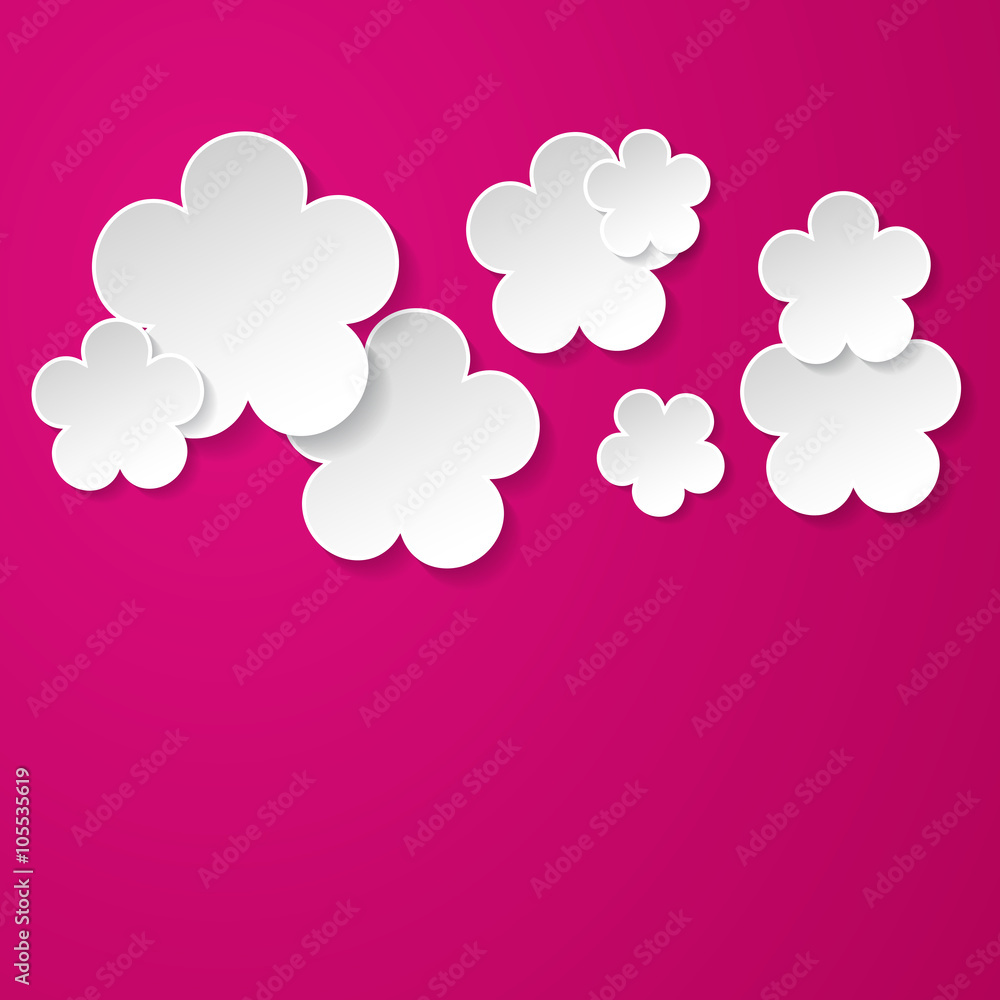 pink background with paper flowers