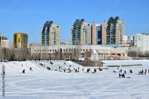 Street view in Astana  Kazakhstan  in winter