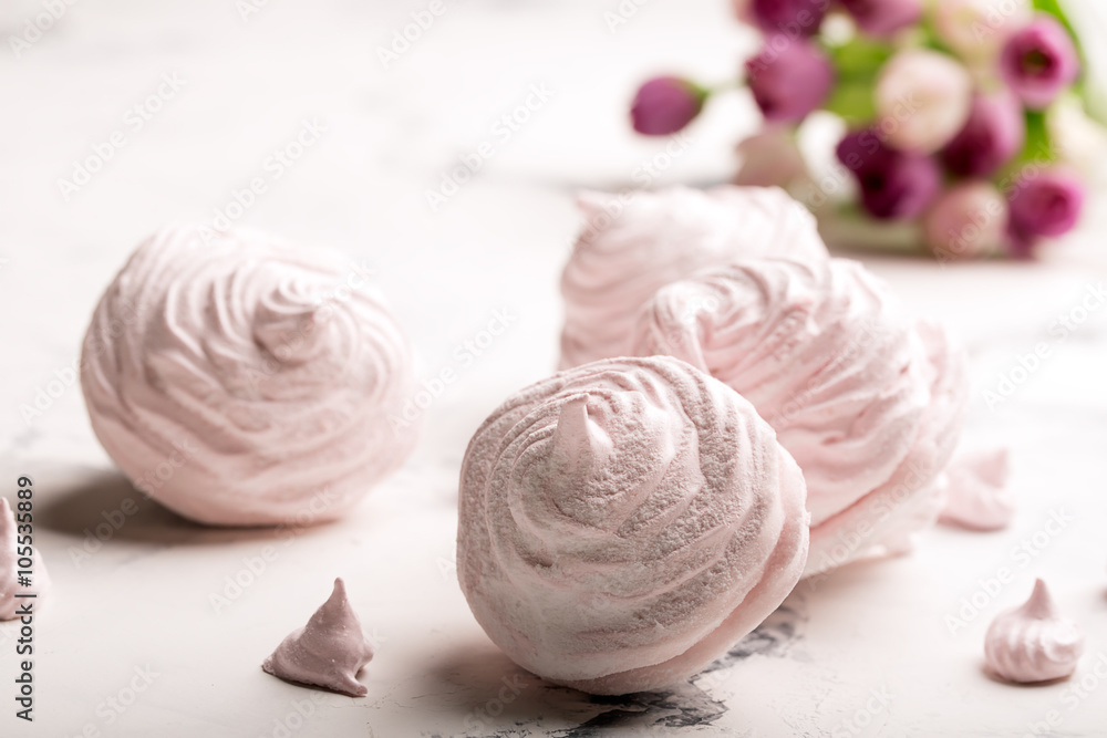 Delicious meringue on the light table Delicious meringue on the light table