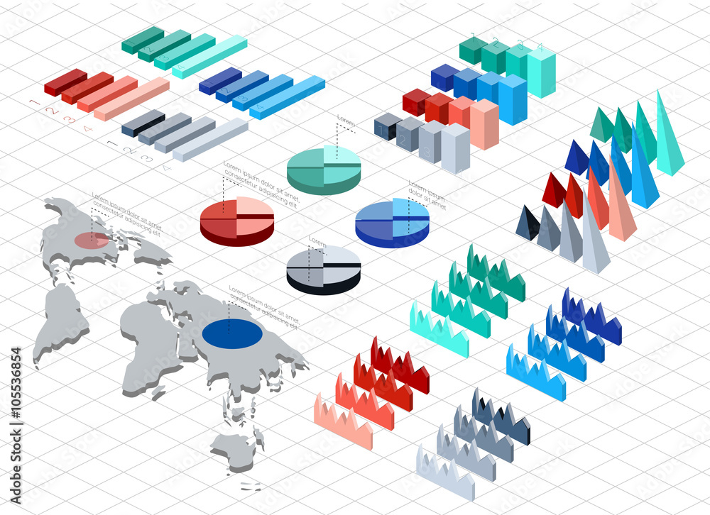 Detailed illustration of a Isometric Infographic Set Detailed illustration of a Isometric Infographic Set