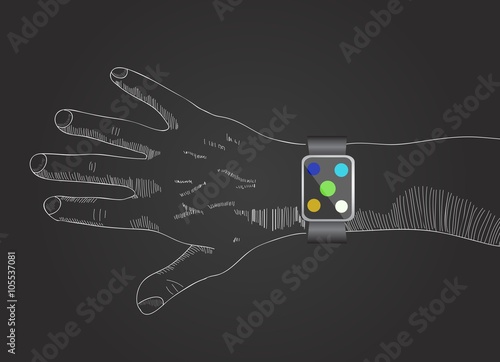 smart watch on hand, Hand with smart watches