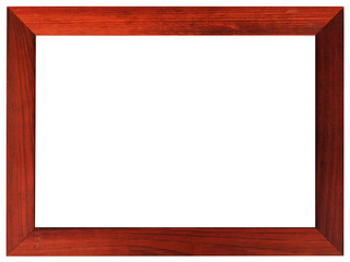 Mahogany picture frame isolated on white color.