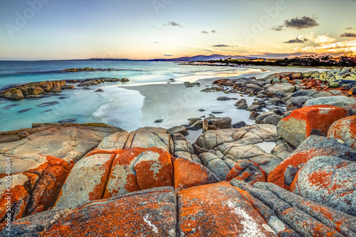 Drammatic landscape in The Gardens, Bay of Fires consevation Area ranging from Binalong Bay to Eddystone Point, east coast of Tasmania in Australia. . photo