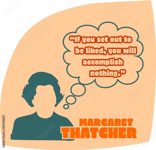 Vintage woman silhouette. Margaret thatcher text
