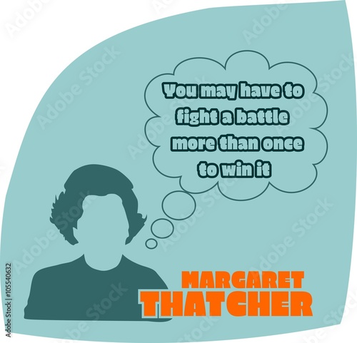Vintage woman silhouette. Margaret thatcher text