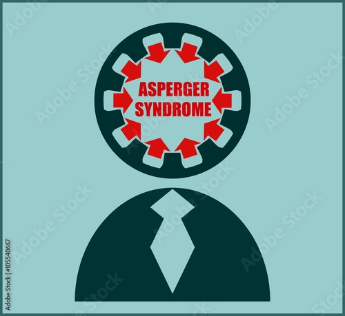 Icon flat design. Asperger syndrome disorder