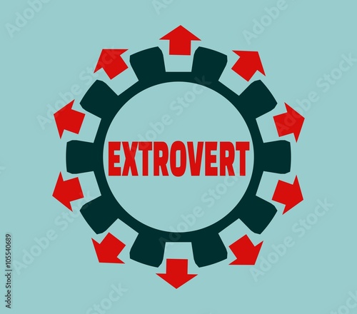 Extrovert character. Psychlogy metaphor
