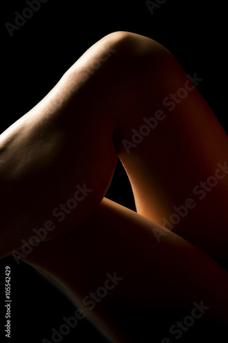 womans knees and thighs highlighted