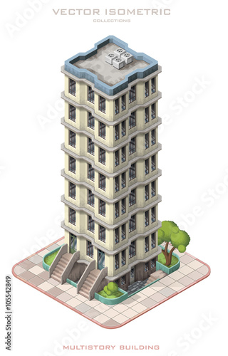 Isometric icon representing multistory building