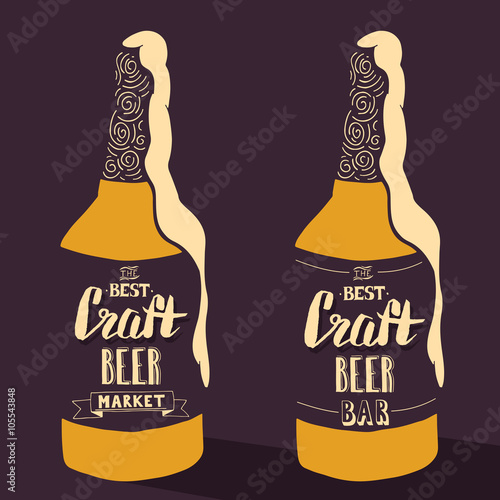 Vintage craft beer brewery design. Vector typography illustration
