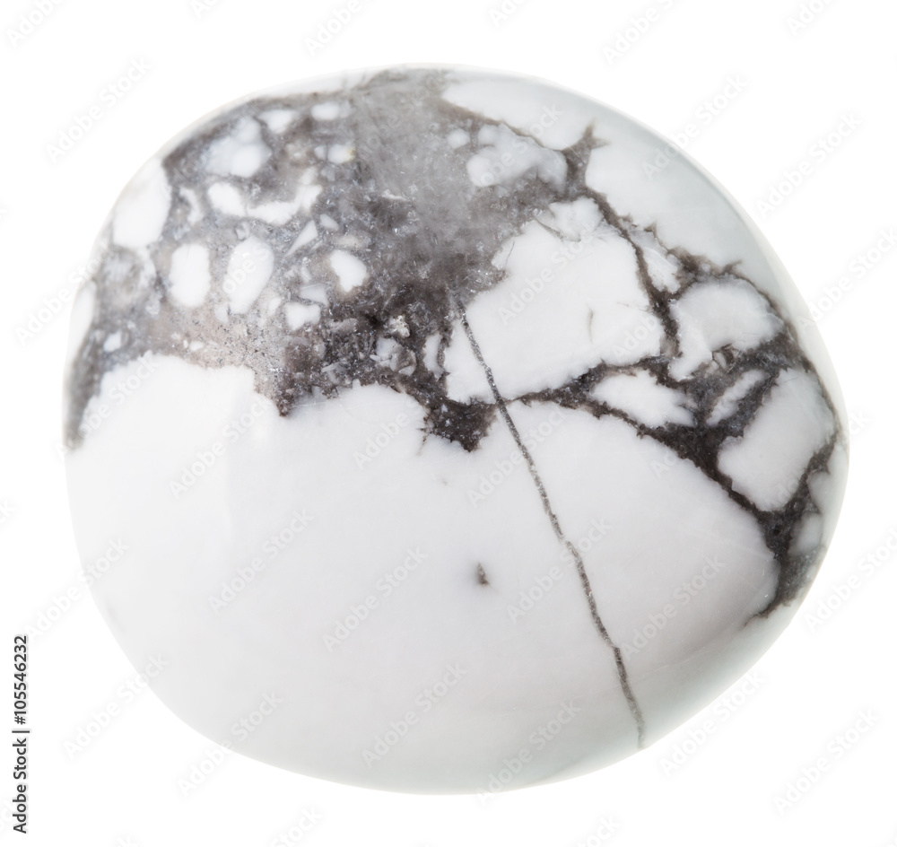 Fototapeta premium tumbled Howlite mineral gemstone isolated