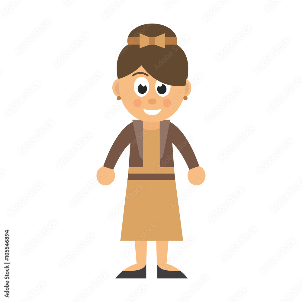 cartoon woman in jacket and dress