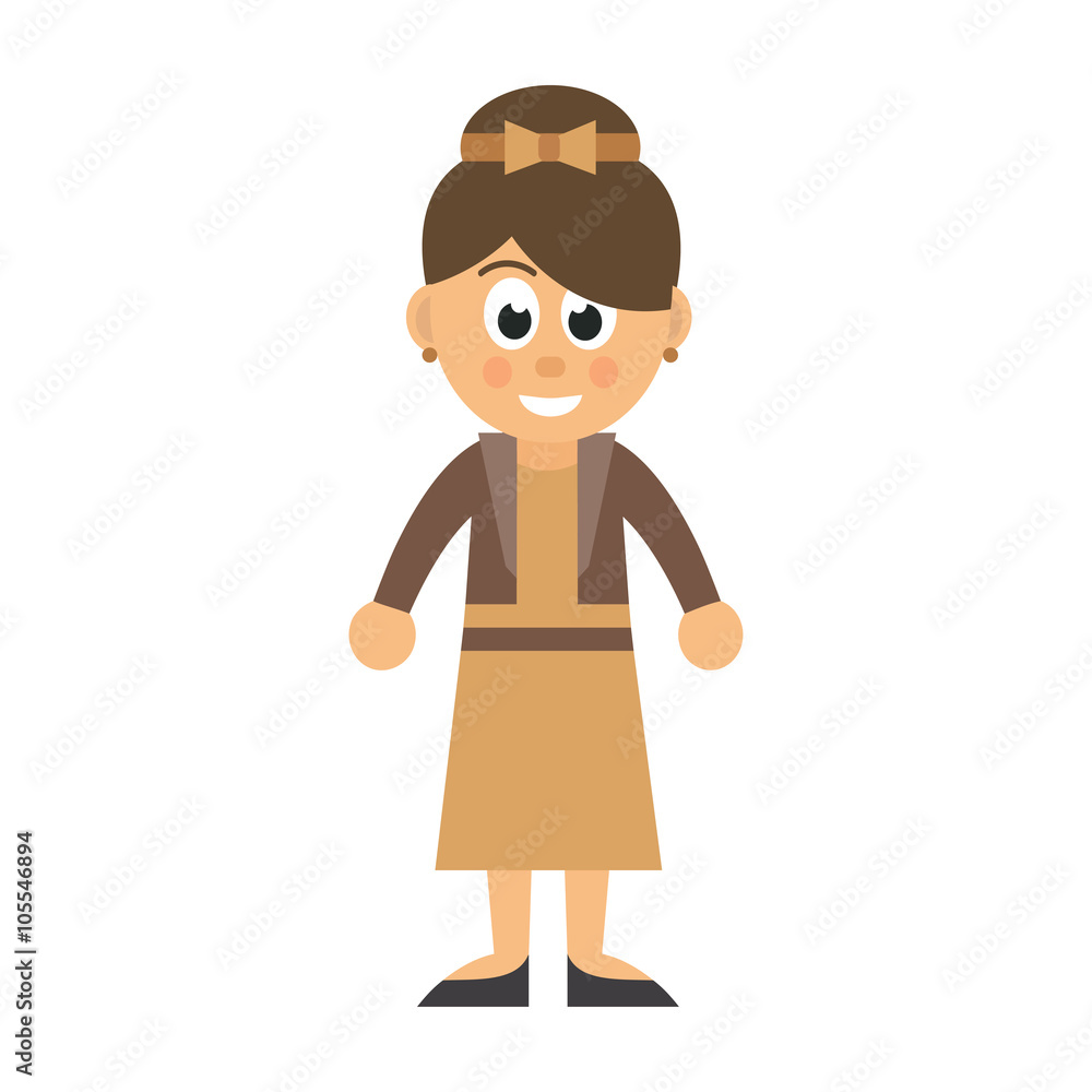 cartoon woman in jacket and dress cartoon woman in jacket and dress