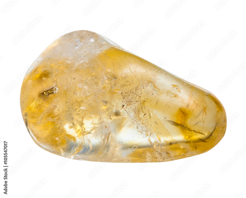 tumbled citrine mineral gemstone isolated