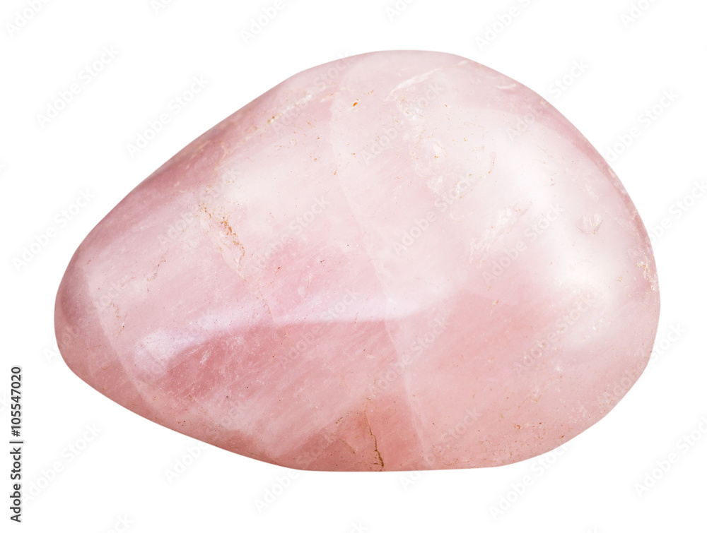 tumbled rose quartz mineral gem stone isolated - obrazy, fototapety, plakaty 